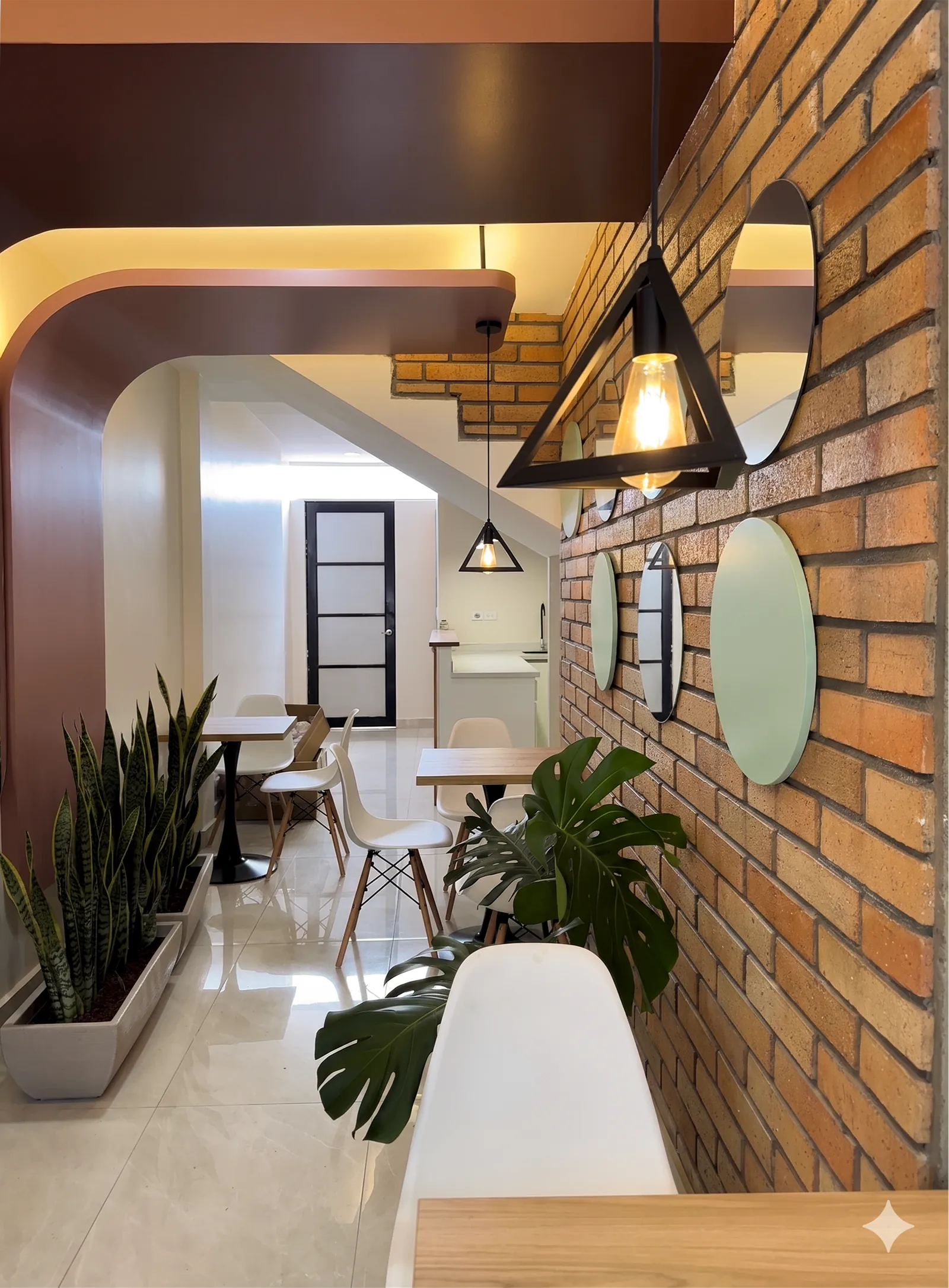 Salón de cafetería diseñado por Anthara — proyecto Crepeland, Loja